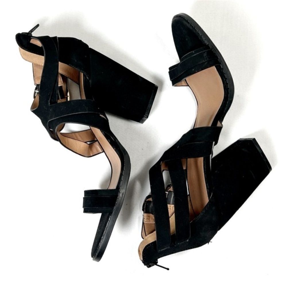 NWOT Charlotte Russe Gladiator Block Heel Sandals Zip Up Open Toe Faux Suede